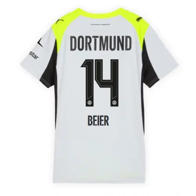 Fotballdrakt Dame Borussia Dortmund Maximilian Beier #14 Bortedrakt 2025-26 Kortermet Fotballdrakt Dame Borussia Dortmund Maximilian Beier #14 Bortedrakt 2025-26 Kortermet